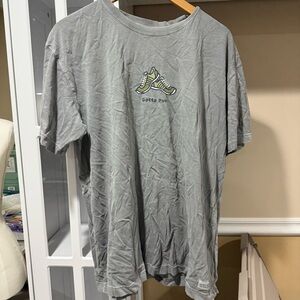 Vtg Life is Good Gotta Run with Sneakers Gray Graphic Men's T-Shirt